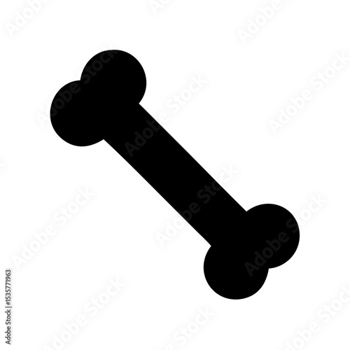 Bone icon silhouette, black vector, dog treat symbol, pet logo, minimal dog bone clipart, pet care element, graphic for stickers, animal food sign, clean bone outline for pets, design resource
