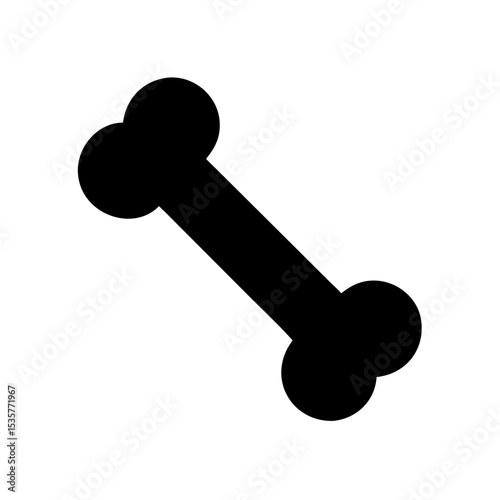 Bone icon silhouette, black vector, dog treat symbol, pet logo, minimal dog bone clipart, pet care element, graphic for stickers, animal food sign, clean bone outline for pets, design resource