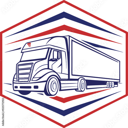 Trucking Company Logo Design with Hexagon Shape and Bold Color Scheme for Transportation Branding Initiatives