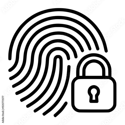 Minimal thin line fingerprint lock icon biometric security vector illustration