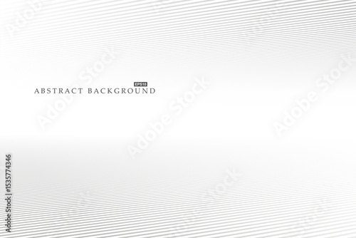 Abstract futuristic striped background with perspective. White minimalistic copy space concept - geometric infinity lines design. Placard, banner, presentation template
