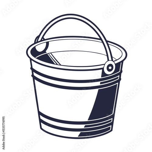 Bucket icon flat vector on white background. Adobe Illustrator Artwork