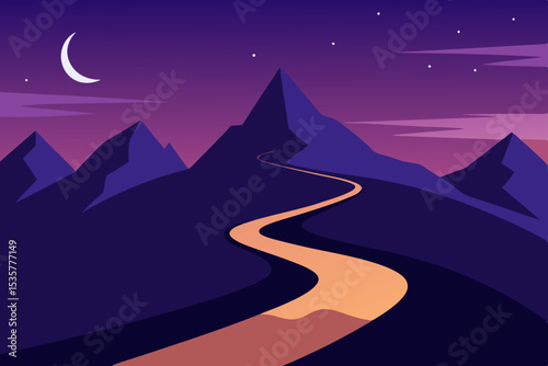 road winding up the mountain twilight
