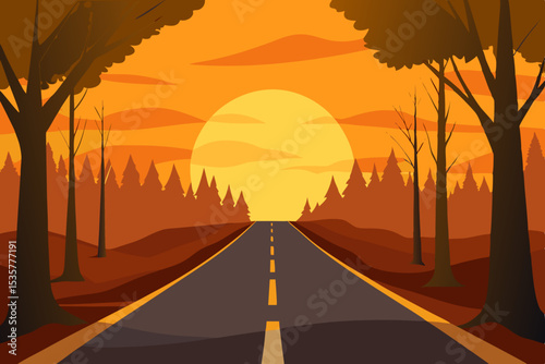sunset on the road