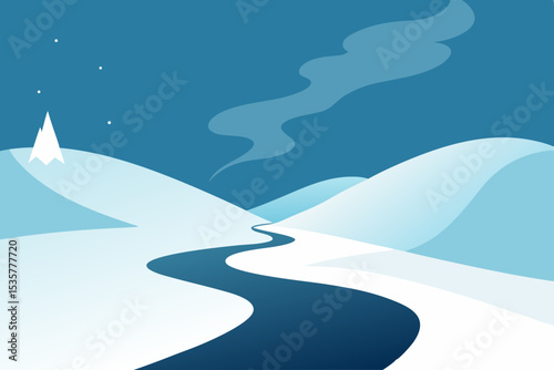 winter landscape with mountains