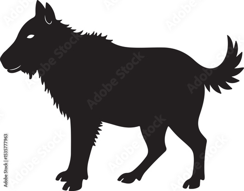 minimalistic animal image in silhouette form, rendered in a sleek vector style, set against a crisp white background that provides high contrast to the dark outline of the animal, with bold lines and 