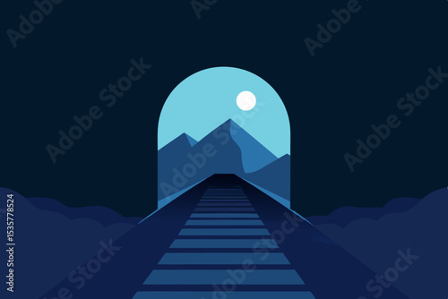 night landscape with moon