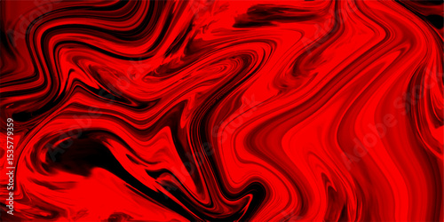Marbleized bright effect with fluid painting, background for kitchen. Paper with soft waves and black fabric liquid metallic art paint texture. Abstract red and black Liquid shape background.