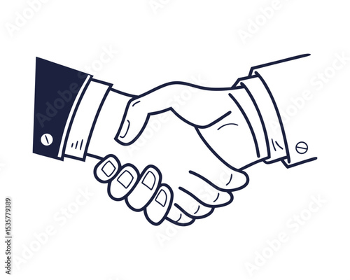 Flat Handshake Icon – Business Agreement and Partnership Symbol Isolated on White