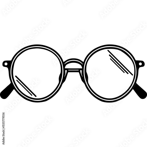 Glasses with lenses, round for the eyes