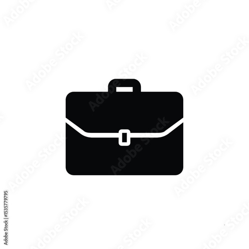Black leather business briefcase with handle and lock isolated on white