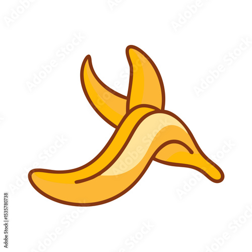 Graphic vector of a Peel from a Banana Featuring Warm Tones colorful vector icon