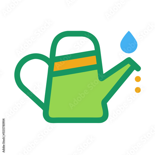 Colorful watering can with water drop illustration for gardening and plants colorful vector icon