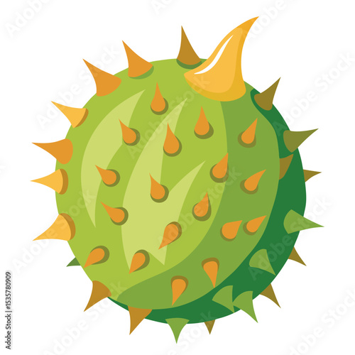 Spiky Green Fruit Illustration