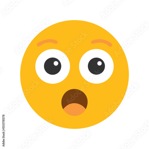 Bright yellow emoji depicting shock and surprise at some unexpected news colorful vector icon