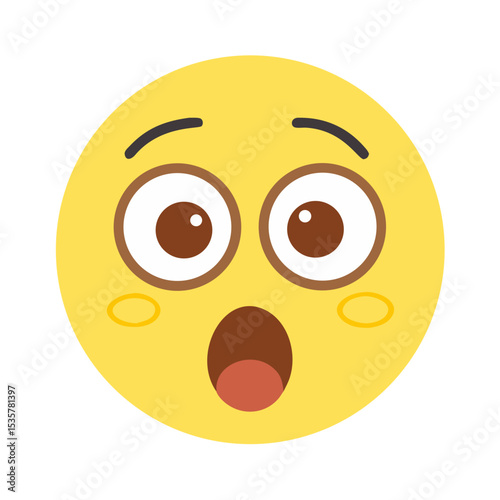 Astonished and Surprised Expression Emoji with Wide Eyes and Open Mouth colorful vector icon