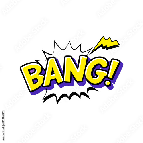 A Yellow and Purple Bang Explosion Comic Book Style Illustration colorful vector icon