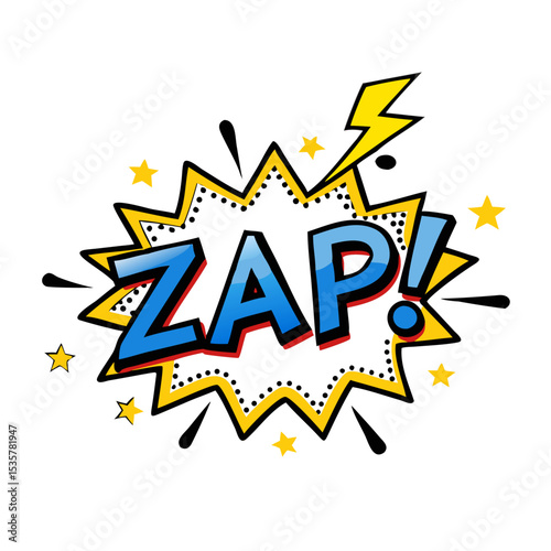 Comic Book Style Explosion with the Word Zap and Dynamic Graphics colorful vector icon