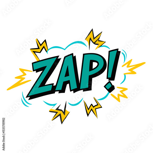 Vibrant Comic Book Style Explosion with the Word ZAP for Impact colorful vector icon
