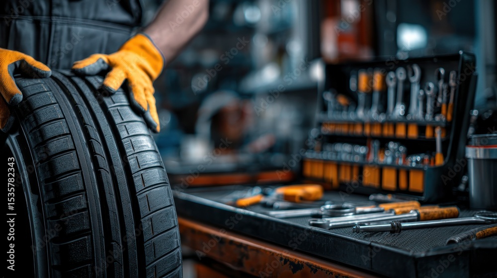 Fototapeta premium Tire inspection