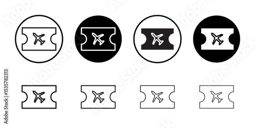 Airline ticket icon Thin line illustration set vector