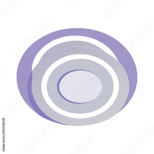 Abstract circular design with varying shades of violet and transparent background space colorful vector icon