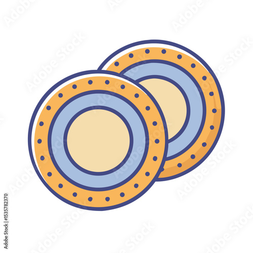 Two decorated plates stacked together in a simple, illustrative style vector colorful vector icon