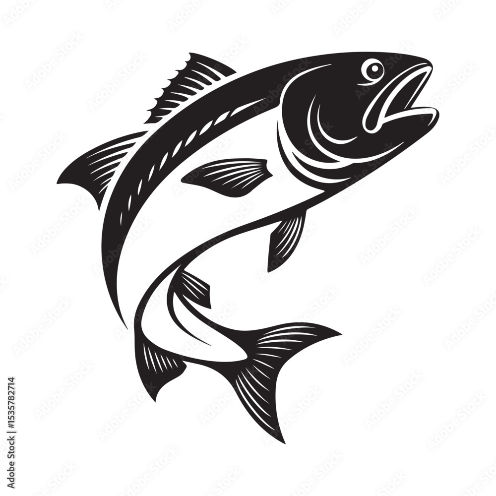 Fototapeta premium Large Fish Silhouette Symbol