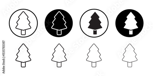 Christmas tree icon Thin line illustration set vector