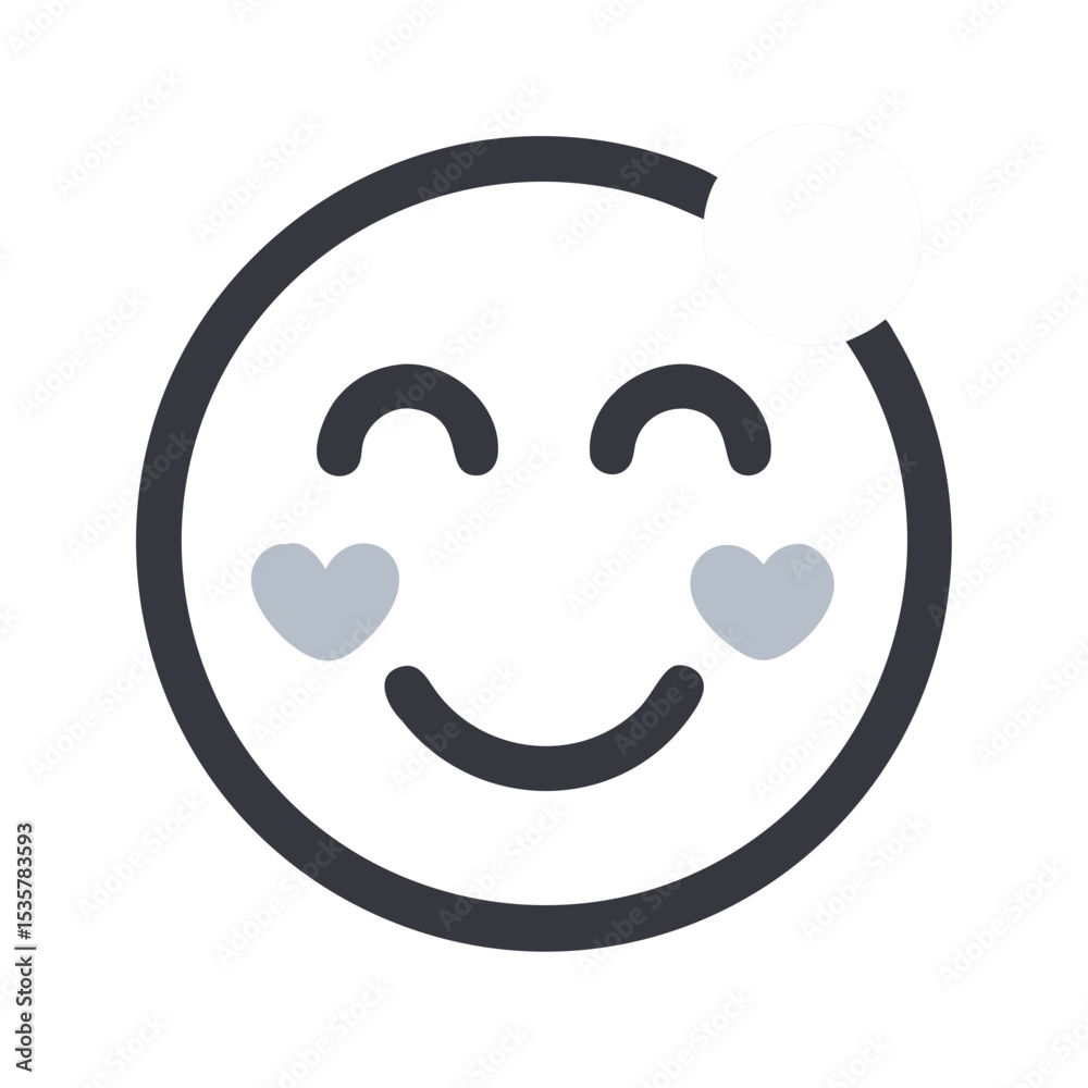 Cute and Happy Heart Eyes Smiley Face Icon with Notification Alert colorful vector icon Cute and Happy Heart Eyes Smiley Face Icon with Notification Alert colorful vector icon