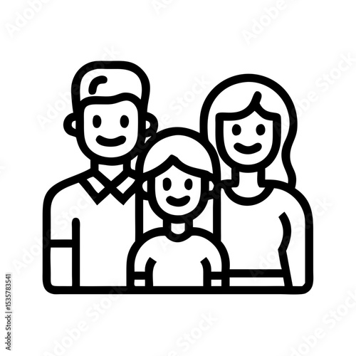 Simple Line Art Depiction of a Happy Family Group Illustration Vector colorful vector icon