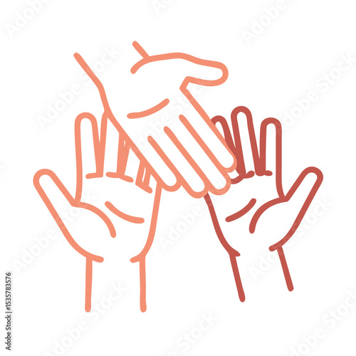 Symbolic Representation of Support, Unity, and Reaching Out with Helping Hands colorful vector icon