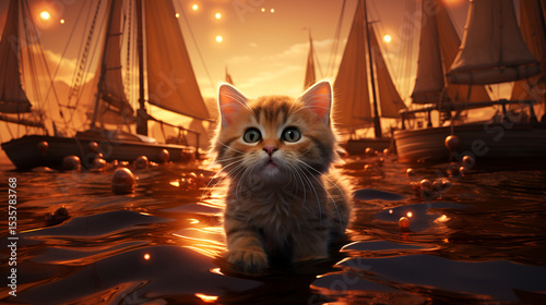 cat on the beach