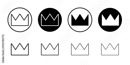Crown icon Thin line illustration set vector
