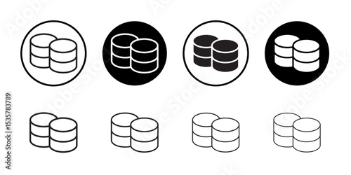 Database icon Thin line illustration set vector