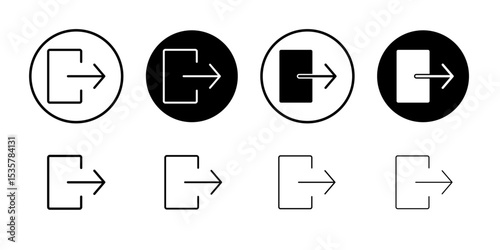 Exit icon Thin line illustration set vector