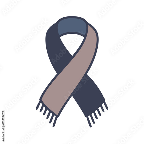 Two Toned Winter Scarf in a Decorative Ribbon Style Shape colorful vector icon