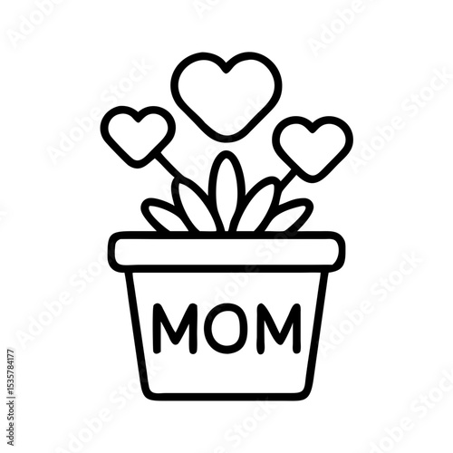 Pot of love for mom, a perfect gift for mother's day colorful vector icon