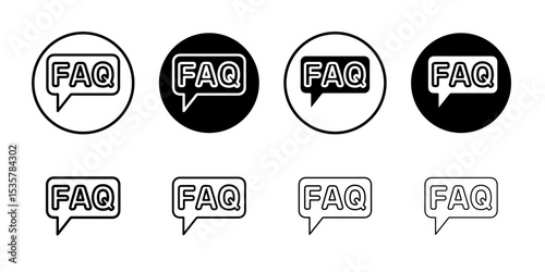 FAQ icon Thin line illustration set vector