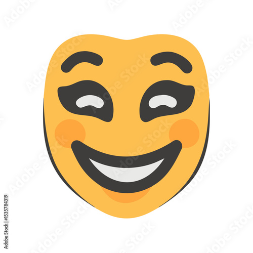 Smiling Comedy Tragedy Mask with big smile and slightly orange cheeks colorful vector icon