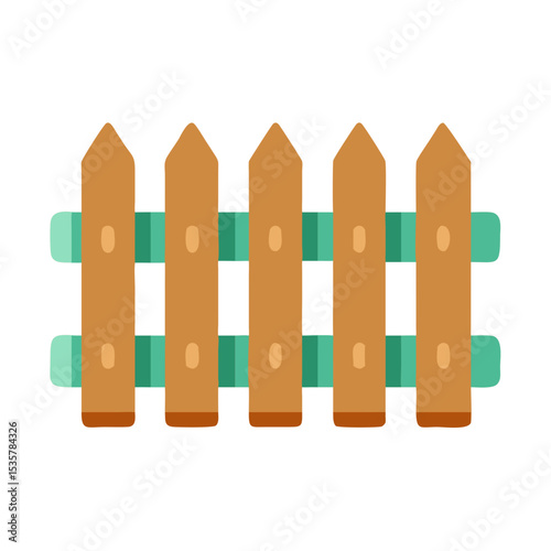 Simple vector illustration of a wooden fence on a clean transparent background colorful vector icon