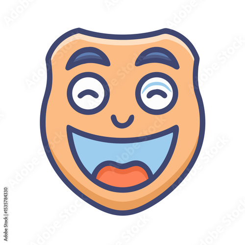 Cartoon Character with a Big Grin and Googly Eyes Expression colorful vector icon
