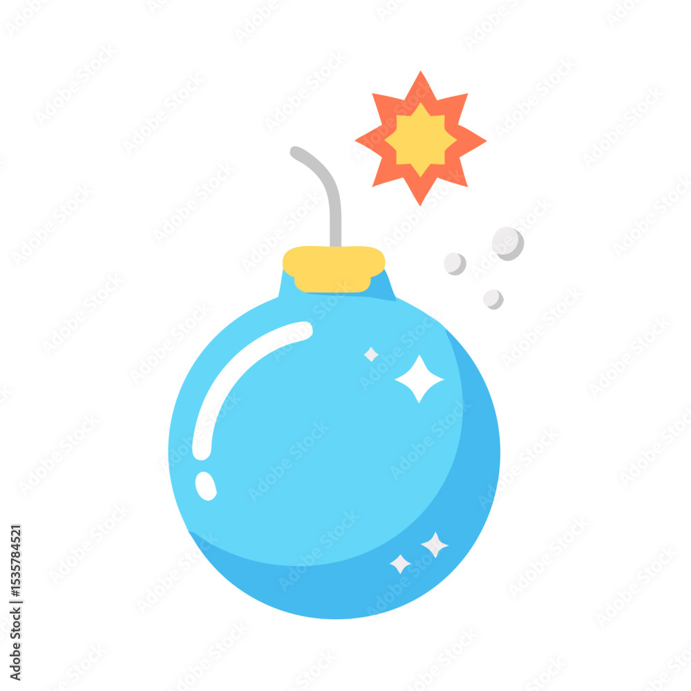 Obraz premium Stylized Cartoon Bomb with Lit Fuse and Sparkles Against transparent background colorful vector icon