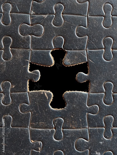 A piece of a puzzle that is missing