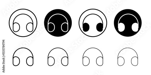 Headphone icon Thin line illustration set vector