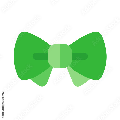 A Flat Green Bow Tie with a Light Green Accent Element colorful vector icon