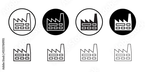 Industrial factory icon Thin line illustration set vector