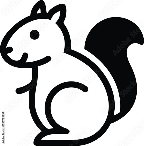 Adorable cartoon squirrel design perfect for children's books websites or app icons featuring a cute bushy tail and simple lines