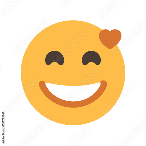 A happy yellow smiley face with a little heart on its head colorful vector icon