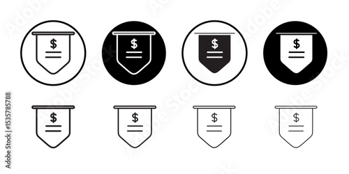 Payment receipt icon Thin line illustration set vector